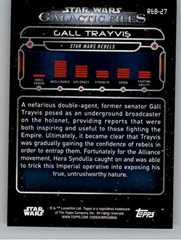 2018 Начело Star Wars Galactic Files Blue REB-27 Официалната Неспортивная търговска картичка Гал Травис в NM или по-добро състояние