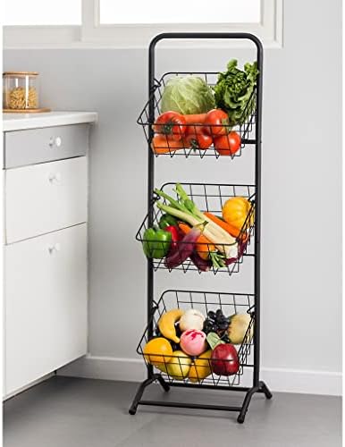 Багажник за кошници с плодове и зеленчуци в Кухнята пода От Ковано Желязо, Многопластови Стелажи За Съхранение на Отпадъци, Рафтове