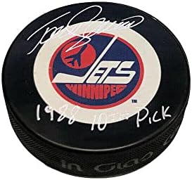 Теему Селанне Подписа шайбата Уинипег Джетс - Надпис на 10-ти пике 1988 г. - за Миене на НХЛ с автограф
