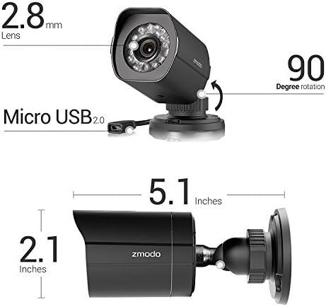 Мрежова камера Zmodo SHO 720P HD Outdoor ПР sPOE (най-новият модел, жена порт Micro USB) 3-то поколение