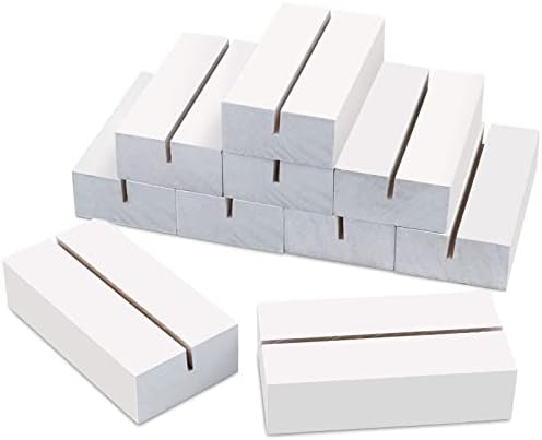 Bercoor 10 Бр. Бели Дървени Поставки за Картички, 3x1,6x0,8 Инча Дървени Стойки за Настолни Стаи, Дървени Поставки за Табели,