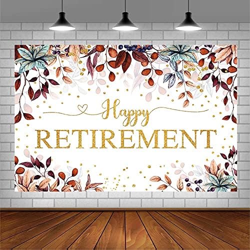 AIBIIN 7x5ft Щастлив Фон за пенсиониране за Мъжете И Жените, Акварелни Листа от Евкалипт, Златен Блясък, Есента Тема, Фон За Снимки На пенсии,