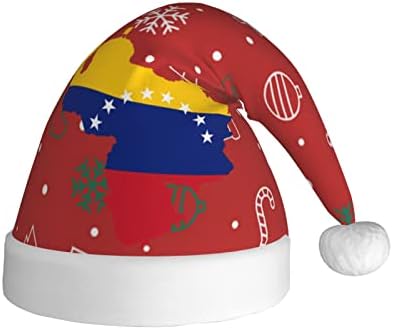 Венецуела Карта Флаг Забавни Възрастни Плюшени Шапки на Дядо Коледа Коледна Шапка За Жени и Мъже, Празнична Коледна Шапка