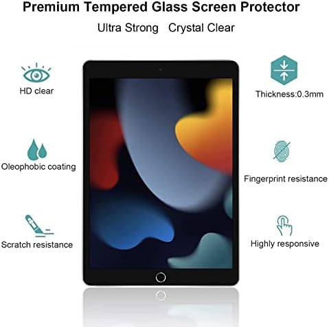 XZC [Комплект протектори за екрана на iPad 10.2, в комплект с калъф iPad 10.2 9-то поколение 2021 / 2020 8-то поколение / 2019 калъф за iPad 7-мо поколение (син)