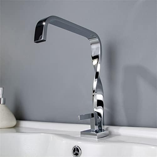 DBHCXD Смесител за мивка в банята, водопад, Месинг кран с една дръжка, смесител за баня, Хром Смесител за мивка, чешма (Цвят: E,