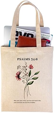 Чанти-тоут от Библията, Чанти с Цветя за Жени, Холщовая Памучен Скъпа чанта-Тоут, Естетически Християнски Подаръци, Дамски чанти за Многократна употреба за храните?
