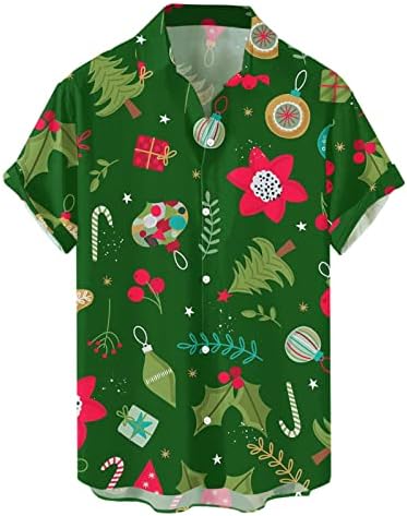 Мъжки Дизайнерски Тениски за Сърфиране, Забавни Тениски, Мъжки Хавайска Риза с Котка, Кафява Риза с Копчета, Коледа Риза на дядо коледа