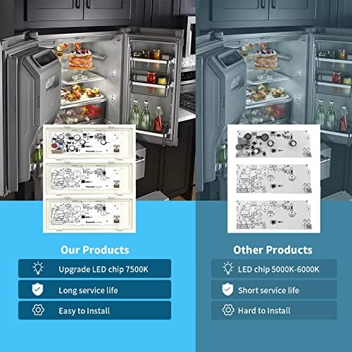 Нов Актуализиран комплект led лампи за хладилник с фризер от 1 предмет W10515058 и 2 елементи W10515057, съвместим с Whirlpool Kenmore на Maytag,