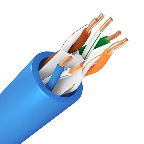 Мрежов кабел Syston Кабел Technology Cat 6E Ethernet - 50 фута, 600 Mhz, 23AWG, плътен гола носа и горната част на Меден тел,