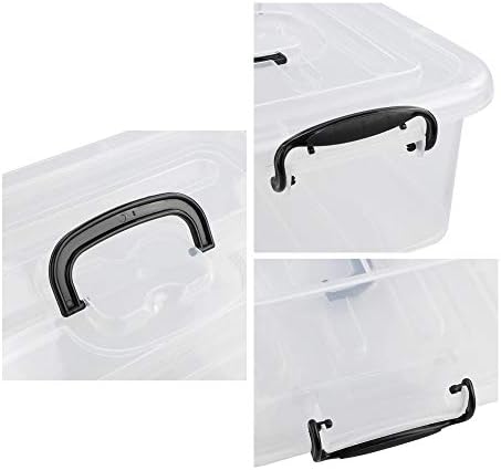 Пластмасова кутия за съхранение на Idomy обем 8 л с капаче, Прозрачни контейнери с капаци, 2 опаковки