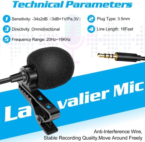 Петличный микрофона на ревера на професионален клас за Oppo A11, Съвместим с мобилен телефон iPhone или камера За блогове, видеоблогов, запис на видео във формат ASMR, Малък