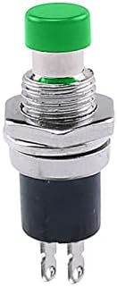 TPUOTI 6ШТ PBS-110 7 мм Резба 2 контакт Мини Незабавен бутон превключвател Нормално затворен /отворен, Натиснете миг премина нулиране (Цвят: зелен, размер: Натиснете Off-NC)