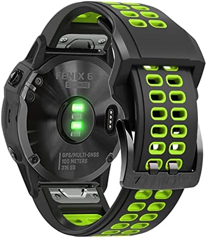 каишка за часовника 22 мм 26 мм Quickfit за Garmin Fenix 7 Fenix 6 7X5 5 Plus Forerunner 935 945 быстроразъемный силиконови гривни за часовници (Цвят: черно-зелено, размер: за Fenix 7)