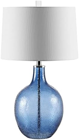 Колекция осветителни тела Safavieh Dz Blue Glass 26-инчов Спалня, Хол, Домашен Офис, Бюро, нощно Шкафче, Настолна лампа (led лампа в