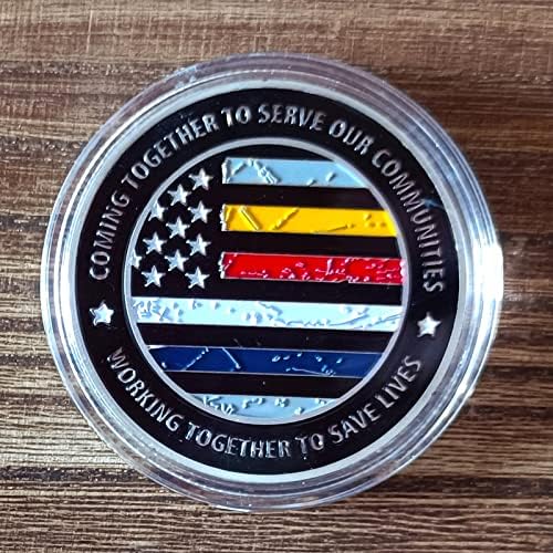PiaoHao Fire Rescue сребърно покритие монета повикване Чест на Честност Съвместната работа по спасяване на човешки животи EMS Полицията Пожарникар Възпоменателна монета