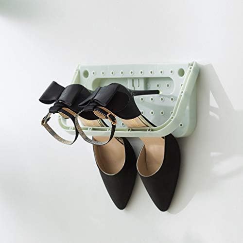 Cabilock, 1 бр. стойка за обувки, стенен сгъваем пластмасов практичен органайзер за рафтове, кука на присоске, стойка за