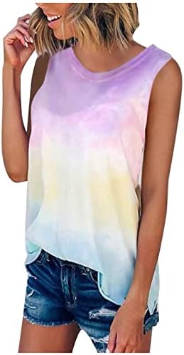 Памучен Блуза на Бретелях с Кръгло Деколте и Графичен Дизайн във формата на Тай-Боя, Жилетка, Тениска за Момичета, Есента-Лятна Блуза