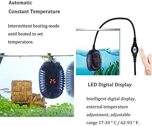 Аквариумный Нагревател, Нагревател за Аквариум с Рибки Автоматичен Термостат Мини Малка Потопяема Нагревател, с led цифров екран за температура