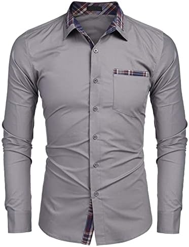 Мъжки Ризи в стил Мозайка с дълъг ръкав, Класически Каре Ризи с копчета, Приталенные Ризи С Отложным яка, Върхове