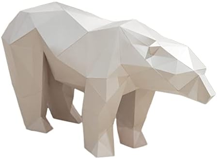 LIBWX Вид Бяла Мечка Творчески Пъзел Оригами, направи си САМ Хартиена Трофей Геометрична Хартиена Скулптура Ръчно изработени