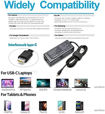 USB C Зарядно устройство за лаптоп 65 W за Lenovo Yoga 720 720 730-13ikb 730-13IKB X13 Thinkpad E14 E15 L13 L15 E480 E495 E580 E585