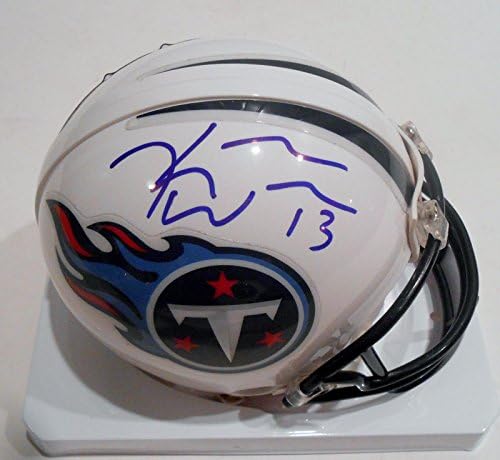Мини-Футболен каска Тенеси Титанс с автограф Кендалла Райт с / COA - Мини-каски NFL с автограф