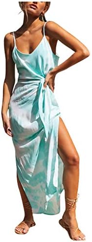Женствена рокля Макси с принтом под формата на тай-коса, Лятна Рокля Без Ръкави С Дълбоко V-образно деколте, Ежедневното Плажна Рокля За