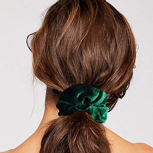 GUVASS 12 Опаковки Зелени гумени ленти За коса, Кадифена Дъвка за коса, Меки еластични ленти за Коса, Завязки за коса (Зелен)