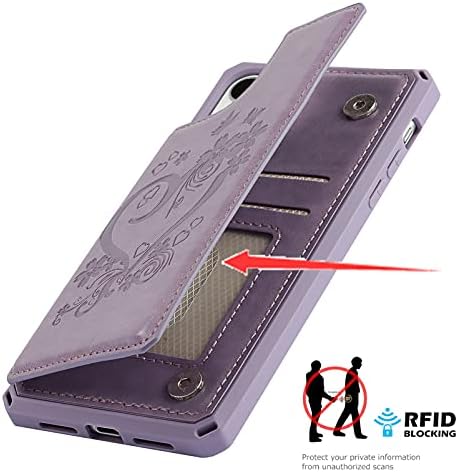 Jaorty за iPhone 11 Чанта-портфейл с RFID-блокирующим Държач за карти за Момичета и Жени. Премиум-Клас Изкуствена кожа с Магнитни Копчета, Калъф с Мек каишка на китката, за iPhon