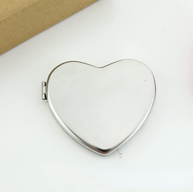 Джобно Складное огледало във формата на сърце ZIYTEX Caat, Мини-Компактно Метално Огледало от Неръждаема Стомана, Косметичка,