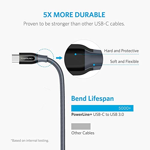 Кабел USB Type C, кабел Anker PowerLine + USB C-USB 3.0 (6 метра), с висока якост, за Samsung Galaxy Note, 8, S8, S8 +, S9, S10,