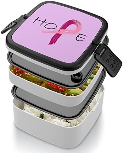 Розовата Лента - Информираността За Рака на гърдата Двойна Штабелируемый Контейнер Bento Lunch Box За Учебната Работа,