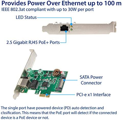 Мрежова карта интерфейс Syba 2.5 Gigabit 802.3 at POE + Ethernet PCI-e x1