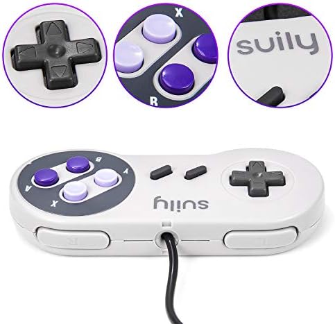 удобен кабел USB контролер за игри с эмулятором NES, SNES, 2 комплекта Класически Джойстик SNES Gamepad, Съвместим с PC с