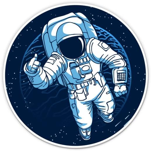 Космонавт Космоса палци Нагоре - 8 Vinyl Стикер за автомобил за лаптоп I-Pad - Водоустойчив Стикер