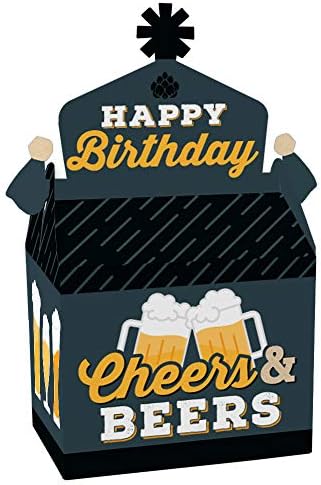 Голяма точка щастие, Поздравления и бира честит рожден Ден - Подарък кутия за партита - Подаръчни кутии за парти по случай рождения ден - Комплект от 12