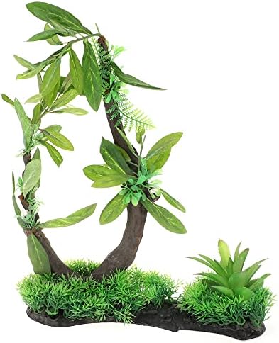 VOCOSTE 1 бр. Аквариум пластмасови растения, Дърво, имитация на аквариум Пластмасови растения, Декорация от растенията за озеленяване в аквариума, светло зелен