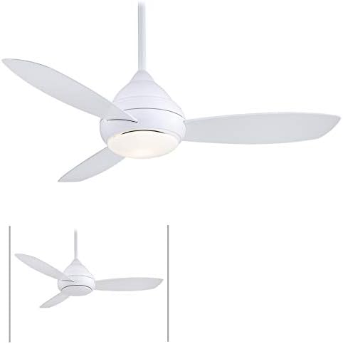 52-Инчов Външен вентилатор на тавана на SHIN-AIRE F476L-WH Concept I Wet с Вградена led подсветка с мощност 14 W бял цвят
