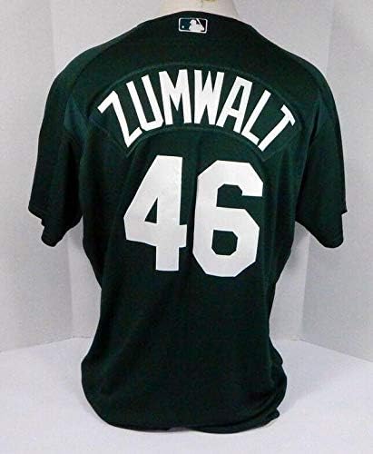 2004 Tampa Bay Devil Rays Алек Зумвальт 46, Издаден в зелена фланелка BP ST 6037 - Използвани в играта тениски MLB