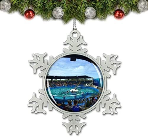 Umsufa Флорида Аквариум Маями Делфините САЩ Коледна декорация висулка във формата на коледно дърво Декорация от кристал Метален сувенир подарък