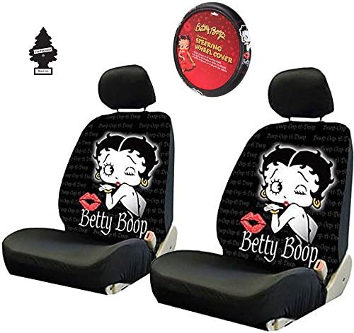 Yupbizauto Нови Калъфи за автомобилни седалки Бети Boop с ниска облегалка, Неподвластные Време, и Калъф на волана
