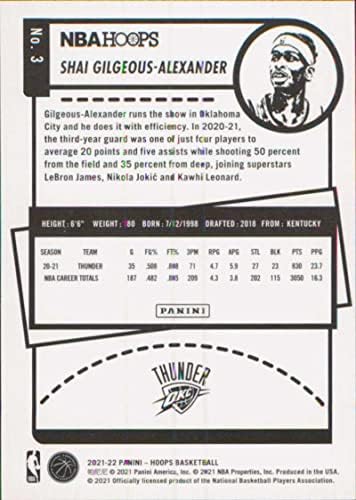 2021-22 Панини Хупс #3 Шай Гилджиус-Баскетболно картичка на Александър Оклахома СитиТандер НБА