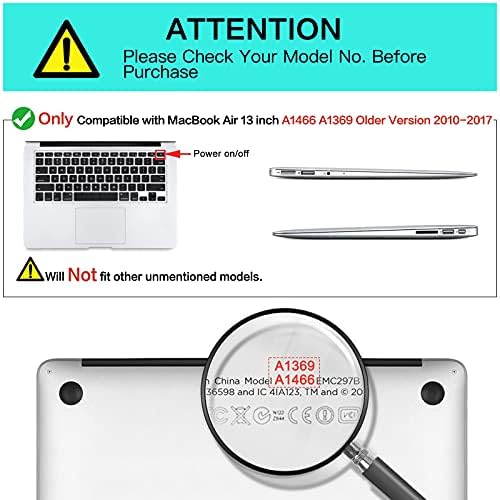 MOSISO е Съвместим с 13-инчов корпус на MacBook Air (A1369 и A1466 по-стари версии на 2010-2017 години на издаване), пластмасов твърд калъф