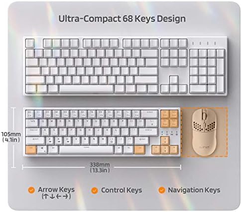 LTC NB681 Nimbleback RGB Жичен 65% ръчна клавиатура с възможност за гореща замяна (червен ключ) и ключове Kailh x Box Бели 3pin
