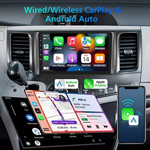 [2G + 32G] Автомагнитола за Toyota Sienna 2011 2012 2013 2014, кола стерео система с touch screen Android 11, Apple Carplay/Android Auto/1080P/Hi-Fi Аудио/ Bluetooth + AHD Резервна камера + микрофон
