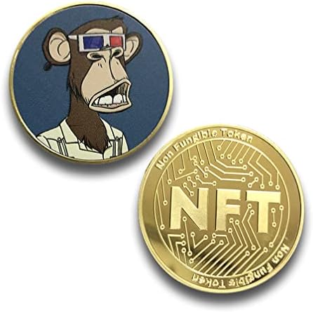 E-BEST CARE NFT Отегчен Ape Монета на Яхт-клуба, Позлатен, с Защитен калъф и Кутия за колекционери криптовалют NFT (Цветен-4)