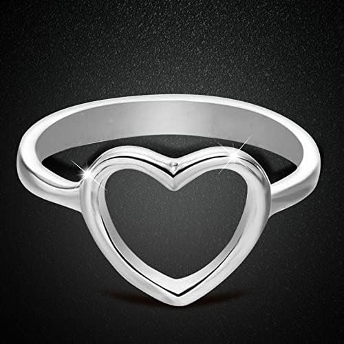 Просто Галванично Пръстен с диамант , в Сърцето на Любовта, Дамски Бижута, Годежен Пръстен, Голям пръстен (Сребро, 10)
