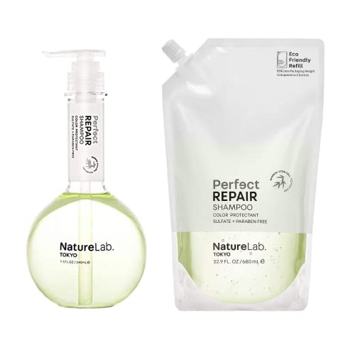 NatureLab Tokyo Perfect Repair Shampoo + Екологичен пакет за презареждане на: Възстановява повредени, боядисаната коса и укрепва нова