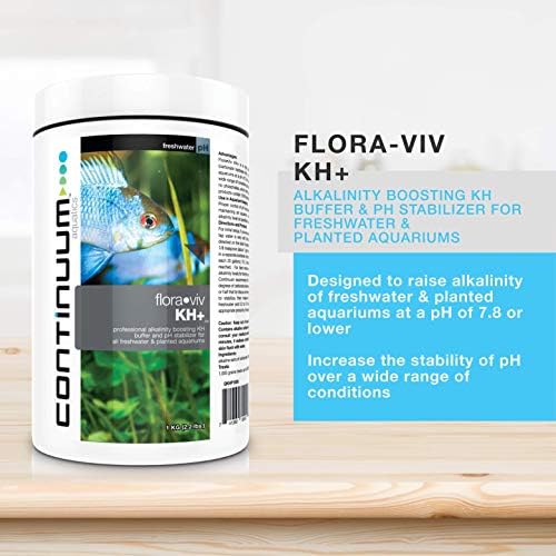 Continuum Aquatics Flora-Viv KH+ - Професионален стабилизатор на алкалността на KH и pH за всички сладководни аквариуми и аквариумни растения, 500 г