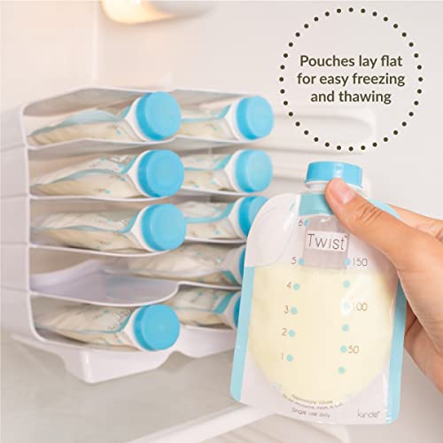 Kiinde Keeper Twist Pouch и система Foodii Чанта за кърма и органайзер за детска храна, съхранение в хладилник, и фризер, премахва загуба, повреда или развали майчиното мляко или б